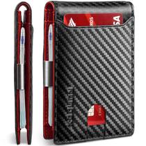 Carteira RUNBOX Slim Leather Money Clip para homens com bloqueio de RFID