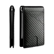 Carteira Slim De Fibra De Carbono RFID Preta Para Homens, Porta Cartões, Bolsa De Dinheiro, Pequena