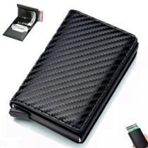 Carteira Slim Masculina Couro Porta Cartões Automática RFID Antifurto Premium Carteira Slim Masculina Couro Porta Cartões Automática RFID Antifurto Premium