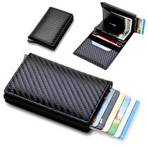 Carteira Slim Masculina Ejetora de Cartões Preto Multiuso