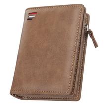 Carteira social couro moderna com zíper porta moedas unissex