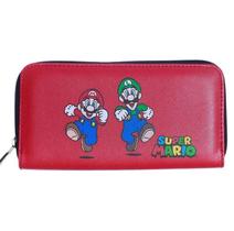 Carteira Super Mario e Luigi 18 x 10 Com Divisórias Vermelha