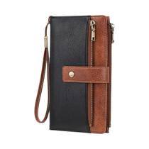 Carteira Vintage Com Bloqueio RFID, Vários Compartimentos Para Cartões, Bolsa Longa De Três Dobras