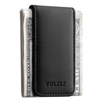 Carteira VULKIT com clipe magnético de couro minimalista 8x5x1 cm