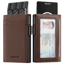 Carteira VULKIT de couro com bloqueio de RFID com janela de identificação
