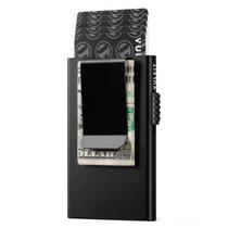 Carteira VULKIT Minimalist Slim Metal com proteção RFID preta fosca