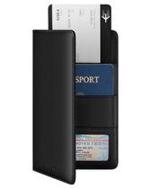 Carteira VULKIT Porta-passaportes em couro genuíno com bloqueio RFID 19x11 cm