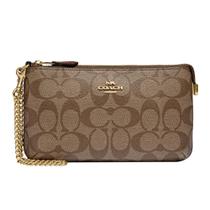 Carteira Wristlet Coach Signature Large com Alça de Corrente