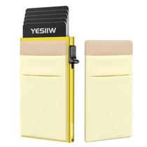 Carteira YESIW Slim Card Holder com bloqueio de RFID em ouro limão