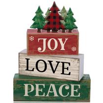 Cartel Decorativo con Líneas de Sombreado: Árbol de Navidad & Alegría, Amor, Paz