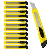 Cartela 12 Estiletes Grandes Multiuso Lâmina 18mm Profissional Com Trava
