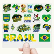 Cartela 18 Adesivos Bandeira do Brasil Brasileiro Copos DTF UV Cartela 18 Adesivos Bandeira do Brasil Brasileiro Copos DTF UV