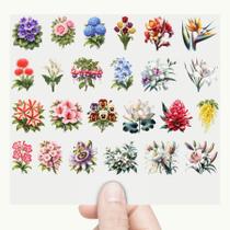 Cartela 24 Adesivos Flores Primavera Decoração Jardim DTF UV Cartela 24 Adesivos Flores Primavera Decoração Jardim DTF UV