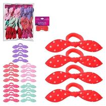 Cartela 24 Elásticos De Cabelo Lacinho Colorido Bolinhas Poá