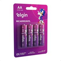 Cartela 4 Pilha Recarregavel AA 2700mAh Controle Kit Elgin