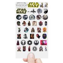 Cartela 40 Adesivos Star Wars DTF UV Envernizado Prova D'Água