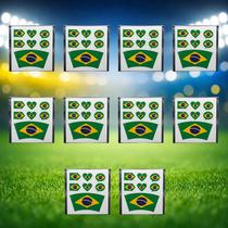 Cartela 7 tatuagens pinta rosto verde amarelo contra suor Qt Quantidade:3