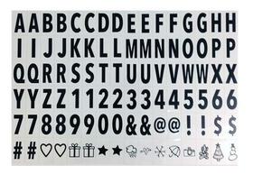 Cartela 96 Letras Pretos P/ Quadro Light Box Led A4 Ou A5