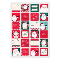 Cartela Adesiva de Natal 48 Adesivos Etiqueta Presente Feliz