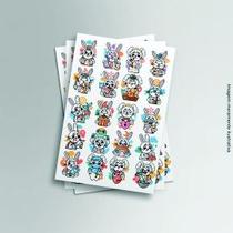 Cartela Adesivo Coelho Páscoa Diversos 21x29cm