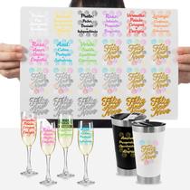 Cartela Adesivo Réveillon Cores Véspera Feliz Ano Novo DTF UV Cartela Adesivo Réveillon Cores Véspera Feliz Ano Novo DTF UV