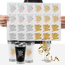 Cartela Adesivo Réveillon Cores Véspera Feliz Ano Novo DTF UV Cartela Adesivo Réveillon Cores Véspera Feliz Ano Novo DTF UV