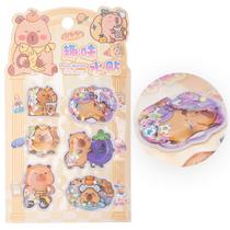 Cartela Adesivos Capivara Infantil Brilhante Alto Relevo 3D