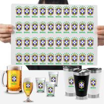 Cartela Adesivos CBF Brasil Futebol Brasileiro Copa Copos DTF UV Cartela Adesivos CBF Brasil Futebol Brasileiro Copa Copos DTF UV