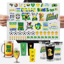 Cartela Adesivos Copa do Mundo Brasil Canecas Copos DTF UV Cartela Adesivos Copa do Mundo Brasil Canecas Copos DTF UV