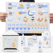 Cartela Adesivos Kit Higiene Enxoval Bebê Decoração Azul DTF UV Cartela Adesivos Kit Higiene Enxoval Bebê Decoração Azul DTF UV