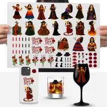 Cartela Adesivos Pomba Gira Maria Padilha Dama da Noite Mulambo DTF UV Cartela Adesivos Pomba Gira Maria Padilha Dama da Noite Mulambo DTF UV