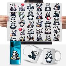 Cartela Adesivos Urso Panda Fofo Filhote DTF UV Prova D'Água Cartela Adesivos Urso Panda Fofo Filhote DTF UV Prova D'Água