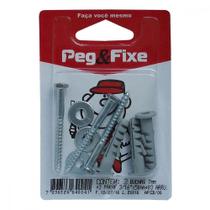 Cartela Bucha Fixacao 07+Parafuso Sextavado 3/16 X 50 Peg&Fixe Kit 9 Pecas Apsb/06