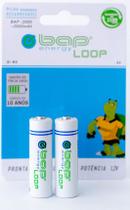 Cartela c/ 2 pilhas Bap Loop (BRANCAS) AA recarregáveis , modelo BAP-2000 - BAP ENERGY