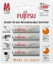 Cartela c/ 4 pilhas BRANCAS AA recarregáveis Fujitsu Standard, modelo HR-3UTC