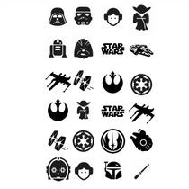 Cartela com 26 adesivos - Star Wars - 3x3 cm Cartela com 26 adesivos - Star Wars - 3x3 cm