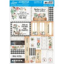 Cartela com 28 Adesivos em Papel com Recorte Scrapbook Litoarte 15 x 19 cm ADL-020 Minhas Receitas Country