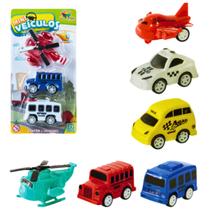Cartela com 3 Mini Veículos Plástico a Fricção 5x4cm