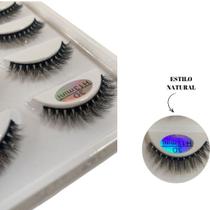 Cartela com 5 Pares de Cílios Postiços 3D H13 mini curto natural