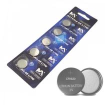 Cartela com 5 unidades de Bateria CR1620 Litio 3V Maxmidia MAX-CR1620