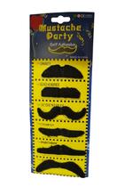 Cartela com 6 Bigodes falso em pelúcia para Fantasia