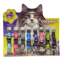 Cartela com 8 Coleiras para Gato Estampadas com Pingente Mix Cartela com 8 Coleiras para Gato Estampadas com Pingente Mix
