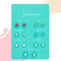 Cartela Com Sete Pares De Brincos Femininos Variados