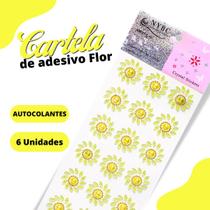 Cartela De Adesivo Flor Amarelo Gema - Sticker C/6 Unidades - Mmixer10 - Nybc