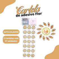 Cartela De Adesivo Flor Bege Natural - Sticker C/6 Unidades - Mmixer10 - Nybc