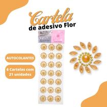 Cartela De Adesivo Flor Laranja - Sticker C/6 Unidades - Mmixer10 - Nybc