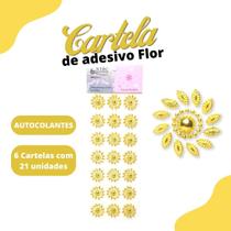 Cartela De Adesivo Flor Ouro - Sticker C/6 Unidades - Mmixer10 - Nybc