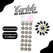 Cartela De Adesivo Flor Preta - Sticker C/6 Unidades - Mmixer10 - Nybc