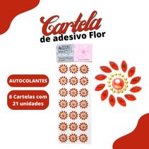 Cartela De Adesivo Flor Vermelha - Sticker C/6 Unidades - Mmixer10 - Nybc