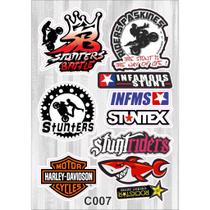 Cartela De Adesivos - C007- Carro - Moto - Caminhão - Bike - Stickers - Marcas - Diversos Otima Reso